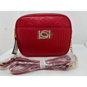 NEW With Tags Bebe Hazel Rhinestone Crossbody Body Purse Bag RED w Rhinestones